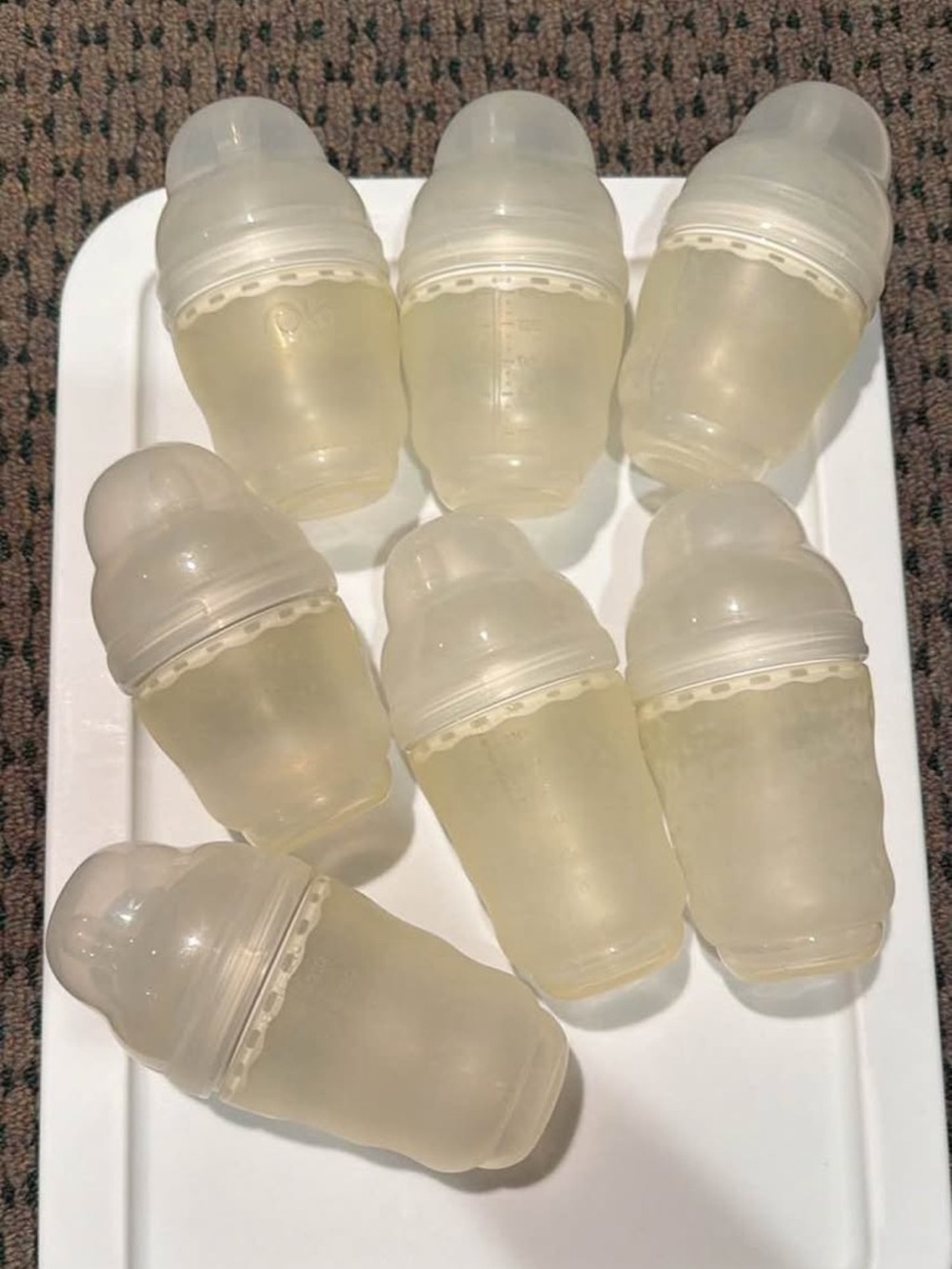 Set of 7 Clear Silicone Baby Bottles